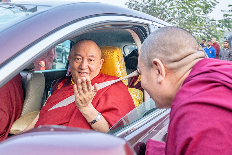 His Eminence Goshir Gyaltsap Rinpoche arrives at Tergar Monastery